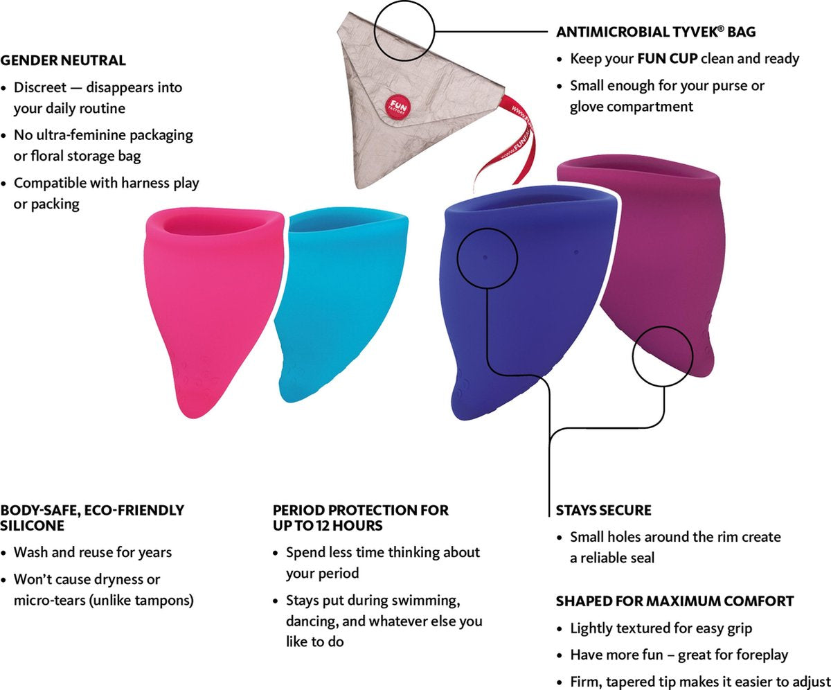 Fun Factory Fun Cup Explore Kit Menstruatiecup - 2 stuks - Roze & Blauw